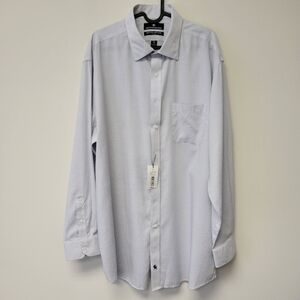 Hart Schaffner Marx Non Iron Dress Shirt Navy White 17 1/2 35